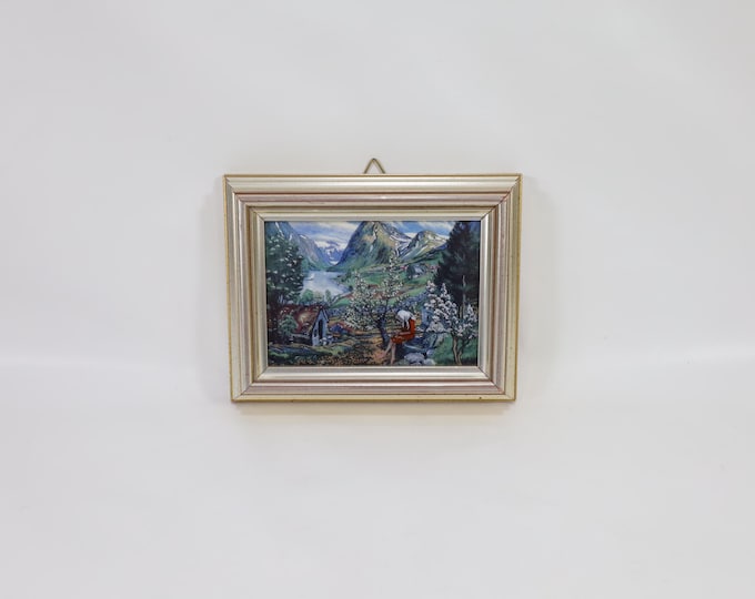 Norwegian Porsgrund Porcelain Art Tile | N. Astrup Art Tile | Vintage 1980s Porcelain | Scandinavian Farm Decor