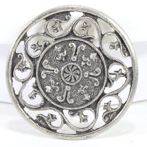 Norwegian Pewter Brooch | Scandinavian Folk Costume Pin | Vintage 1970s Jewelry | Heritage Gift | Elegant Accent