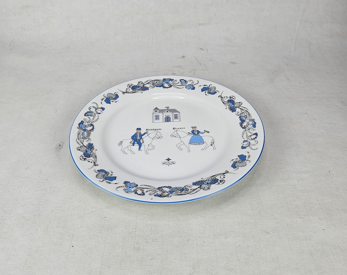Rare Porsgrund Porcelain Wedding Decor: Hand-Painted Nordic Brid and Groom Pattern - Norwegian Mid-Century Tableware