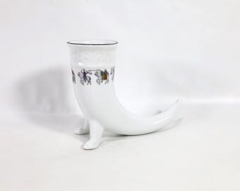 Porsgrund Porcelain Nordic Ale Drink Horn | Vintage Wedding Decor Centerpiece | Elegant Ceremony Toast | Unique Wedding Gift