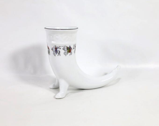 Porsgrund Porcelain Nordic Ale Drink Horn | Vintage Wedding Decor Centerpiece | Elegant Ceremony Toast | Unique Wedding Gift