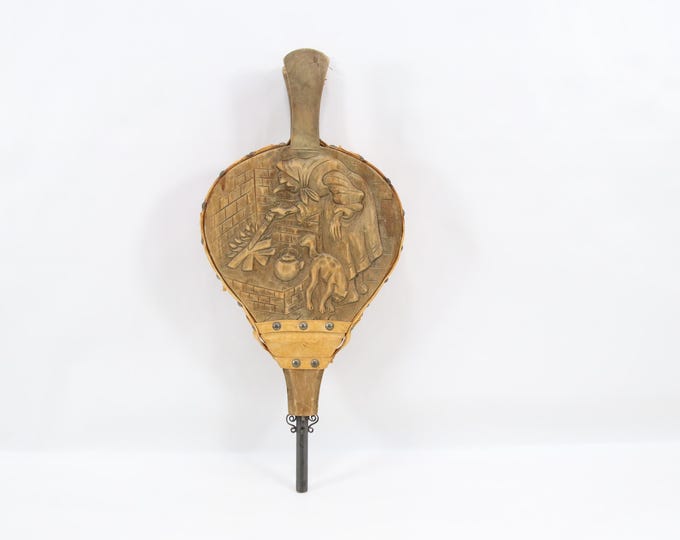 Vintage Norwegian Carved Wooden Fireplace Bellows | 1960s Folk Art Hearth Tool | Working Scandinavian Bellows with Relief