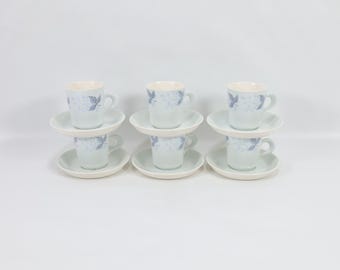 Figgjo Fajanse Norwegian Coffee Set, Edel Decor, Vintage 1950s Dishware, Light Blue & Cream, Collectible Set