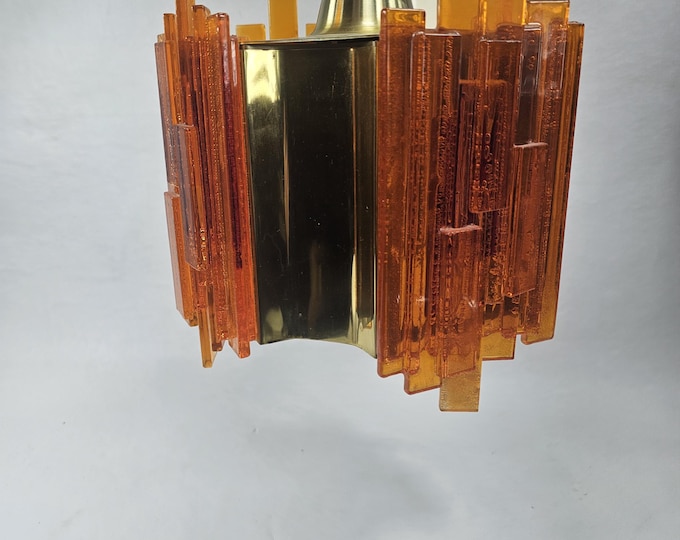 Chic 1960s Claus Bolby Orange Pendant Light - Vintage Danish Modern Ceiling Lamp with Bubbled Acrylic Accents