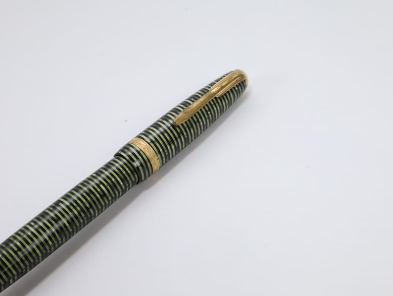Parker Vacumatic Pluma Estilográfica Vintage Emerald Pearl Años 30 40 Oro 14K Art Deco Coleccionista imagen 5