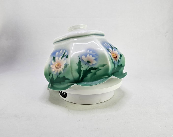Vintage Opalin Glass Shade with Hand Painted Floral Motif - Artful Collectible for Interior Design Enthusiasts
