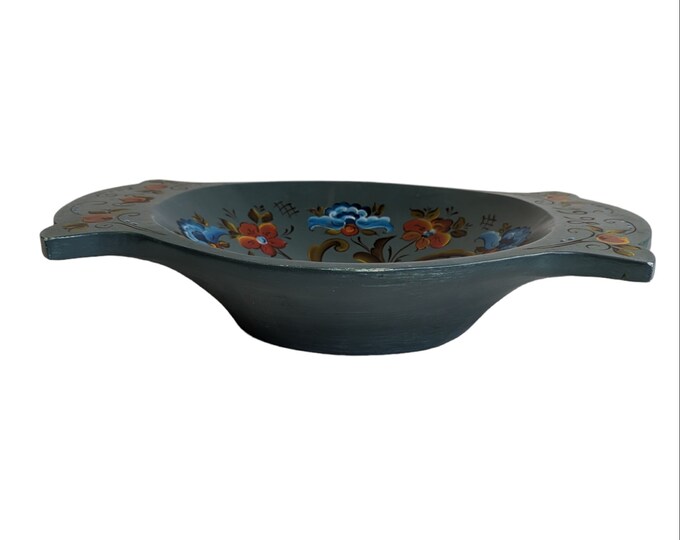 Rose painted Wooden Table Bowl - Vintage rose painted Bowl - Rosemalt Norwegian Table Decor