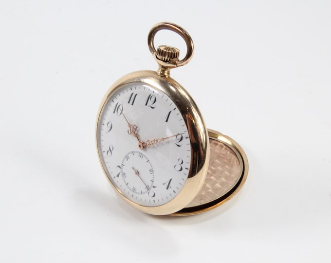 14k Gold Swiss Pocket Watch | Early 20th-Century Craftsmanship | Timeless Heirloom | Collectible Gift