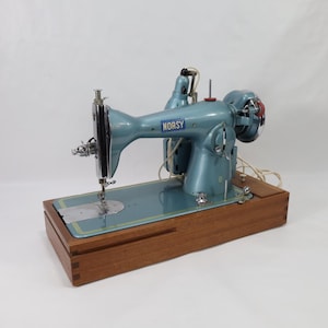 Danish Norsy Sewing Machine | Vintage Rare Collectible | Craft Room Decor | Blue Metallic | Sewing Enthusiasts