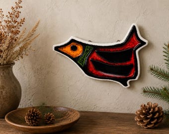Vintage Porsgrund Norway Porcelain Bird Wall Plaque | Konrad Galaaen Studio 1970s | Mid Century Modern Scandinavian Art | Sunproof Decor