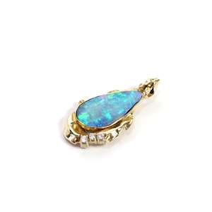 Australian Opal Pendant 1980s | Vintage Necklace | Retro Jewelry | Opal Jewelry | Gift for Her | 14k 585 Gold Opal Pendant