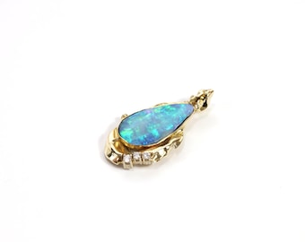 Australian Opal Pendant 1980s | Vintage Necklace | Retro Jewelry | Opal Jewelry | Gift for Her | 14k 585 Gold Opal Pendant