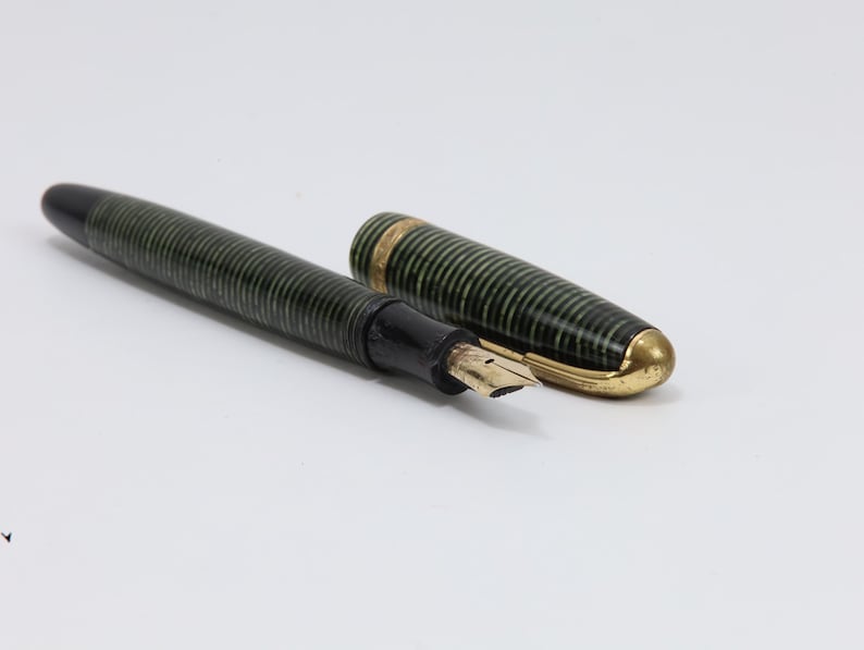 Parker Vacumatic Pluma Estilográfica Vintage Emerald Pearl Años 30 40 Oro 14K Art Deco Coleccionista imagen 16