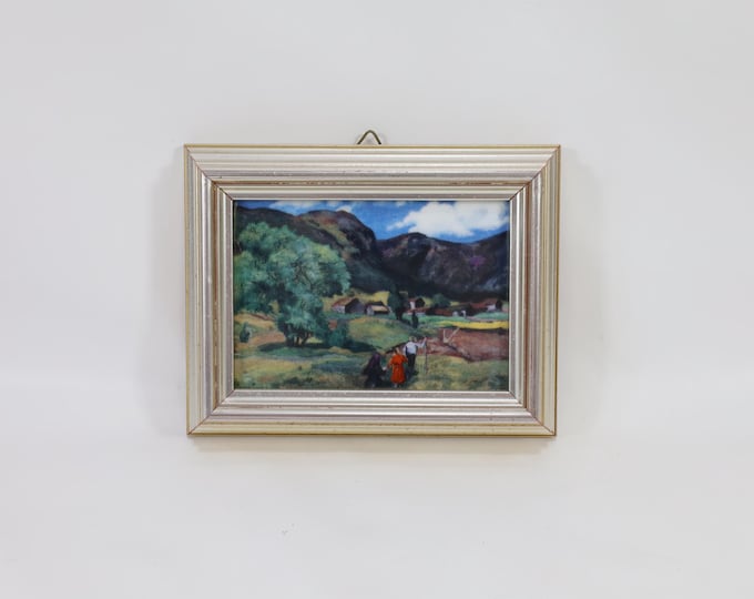 Norwegian Porsgrund Porcelain Art Tile | N. Astrup Art Tile | Vintage 1980s Porcelain | Scandinavian Farm Decor