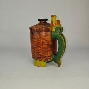 Antique Lion Head Beer Mug | Norwegian Handcarved Tankard | 1800s Wood Folk Art | Collectible Stein | Rare Find