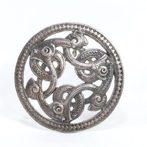 National Romantic Norwegian Brooch | Viking Inspired Folk Art | Pewter Norway | Dragon Pattern | Norwegian Brooch with Cultural Richness