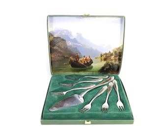 Vintage Norwegian Hardanger Cake Cutlery Set | 1980s Steel Utensils | Elegant Tableware | Collector's Item | Scandinavian Design