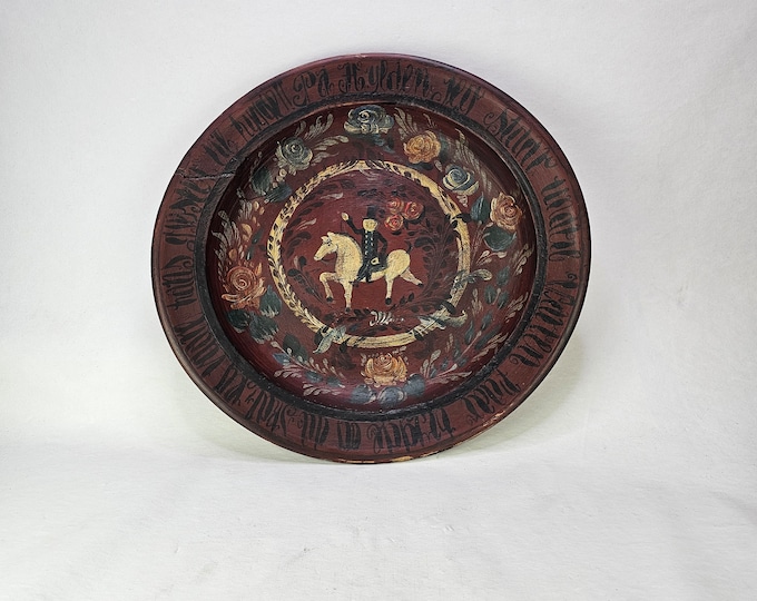 Unique Horse and Rider Decor Serving Tray | Vintage 1940s Wooden Tray | Home Decor | Fruite and Cookie Platter