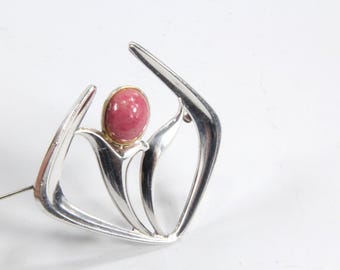 David Andersen 1964 Troll Series Brooch | Norwegian Silver with Thulite | Sterling 925 Jewelry | Gift for Jewelry Lovers