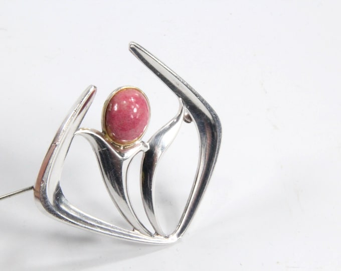 David Andersen 1964 Troll Series Brooch | Norwegian Silver with Thulite | Sterling 925 Jewelry | Gift for Jewelry Lovers