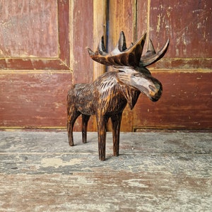 Norwegische Elchfigur, norwegische Volkskunst, handgeschnitzt, Geschenk, seltene handgemachte, norwegische Volkskunst, skandinavische Sammlerstücke, Elch, Elchfigur