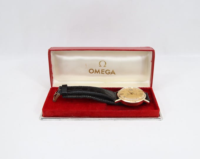 Vintage Omega Seamaster Quartz Watch in Solid 14K Gold - Champagne Dial, 35mm Swiss Watch with Omega Box