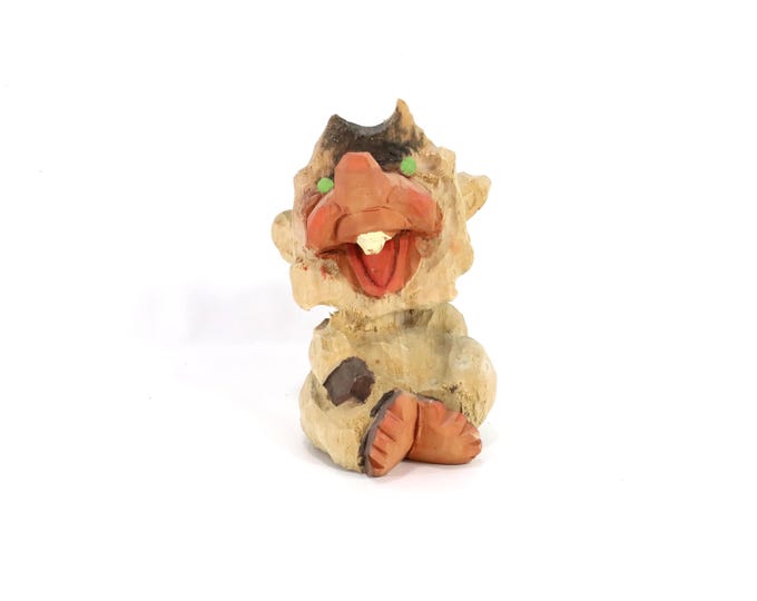 Vintage Henning Figure | Hand Carved Wooden Art | Nordic Decor | Henning Norway Stamped | Folk Art Collectible