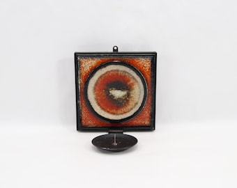 Konrad Galaaen Wall Candle Holder - 1970s Orange Ceramic and Iron