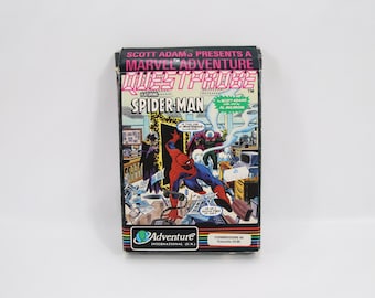 Questprobe Featuring Spider-Man C64 | 1984 Commodore 64 Cassette Game by Adventure International | Rare Rounded-Box UK Edition