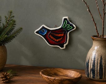 Vintage Porsgrund Norway Pottery Bird Wall Plaque | Konrad Galaaen Studio Series 1970s | Mid Century Modern Scandinavian Ceramic Art