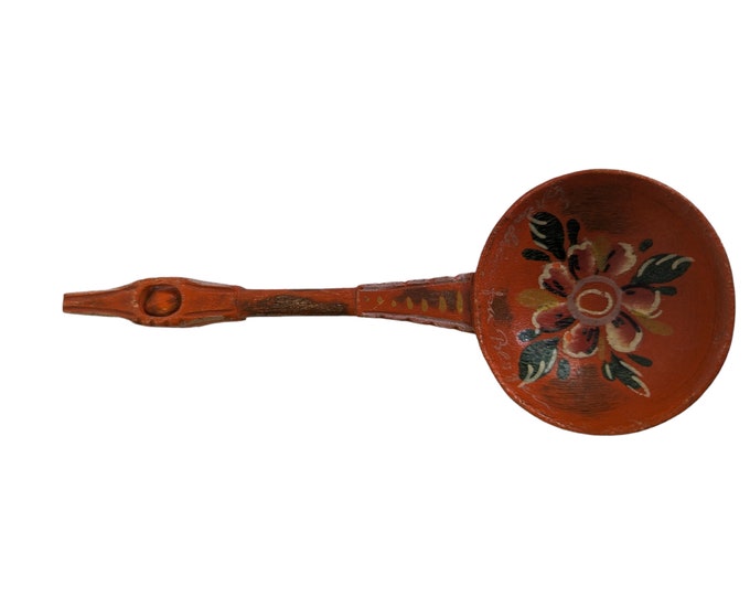 Norwegian antique children's toy - Toy spoon with rattle bead