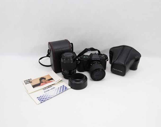 Pentax P30 35mm SLR Film Camera Kit | Sigma 35-70mm & 70-210mm Lenses | Vintage Vivanco Camera Bag | Collector Quality Analog Photography