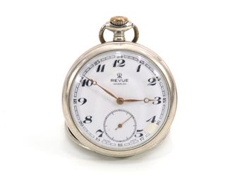 Antique Tissot Swiss Pocket Watch ca. 1930s – White Enamel Dial with Arabic Numerals, Subsidiary Seconds, Manual Wind Mechanical Movement