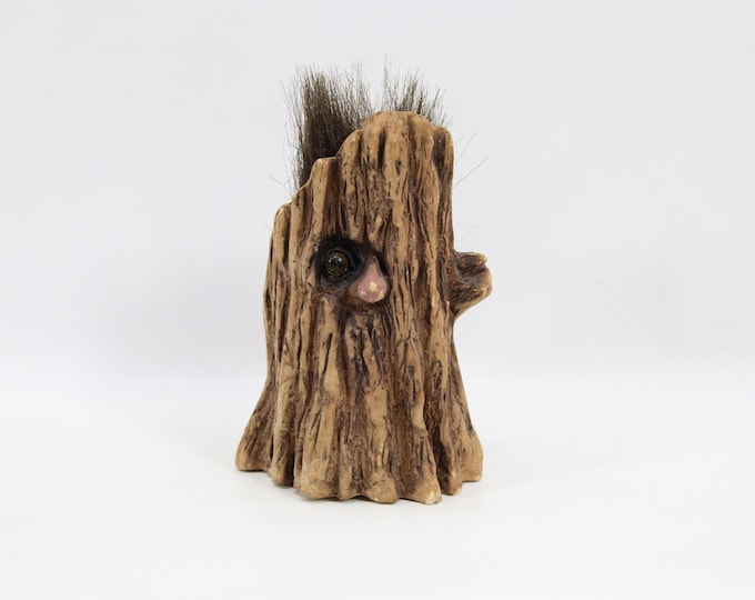 Nyform Troll Figurine No 51 Vintage 1980s | Norwegian Handmade Troll in Tree Stump | Hidden Forest Character | Scandinavian Decor