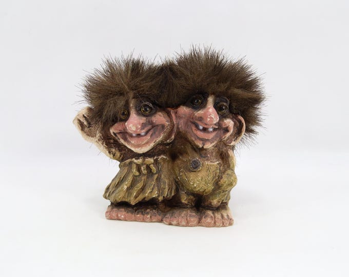 NyForm Troll Couple Figurine | NyForm Trollpar 263 Norway | Vintage 1990s Norwegian Troll Pair | Scandinavian Folk Art Troll Decor