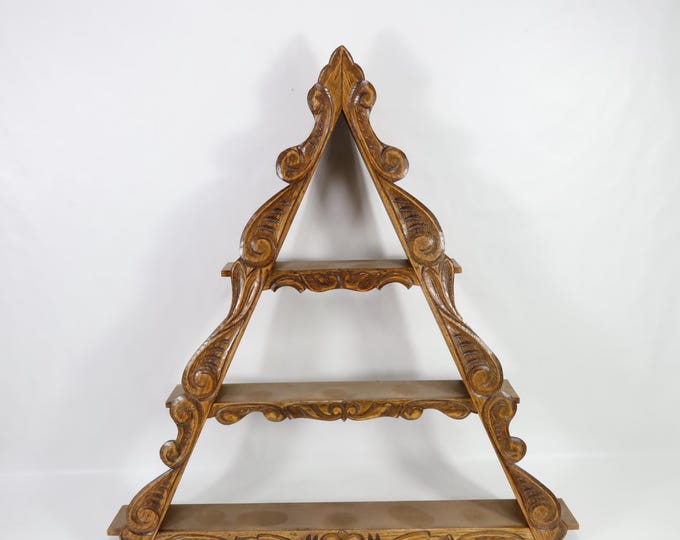 Norwegian 1960s Small Kitchen Shelf | Rustic Handcarved Design | Farmhouse Decor | Vintage Telemark Style | Home Heritage