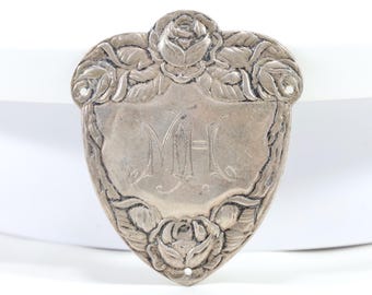 1920s Norwegian Silver Shield | Rose Pattern Silver 830s | Vintage Scandinavian Keepsake | Collector's Item