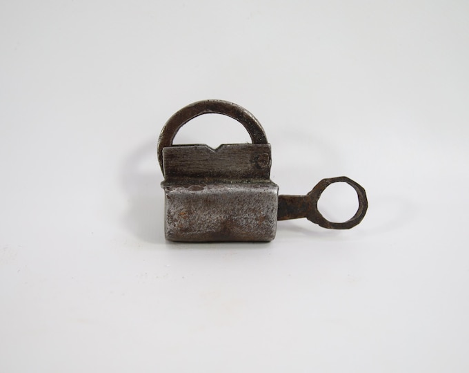 Antique 19th Century Norwegian Hand Forged Padlock with Functional Key