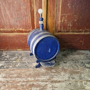 Antique little water barrel with stand,folk-art, handpainted,Norwegian folk-art,old storage barrel,scandinavian collectibles,Norwegian
