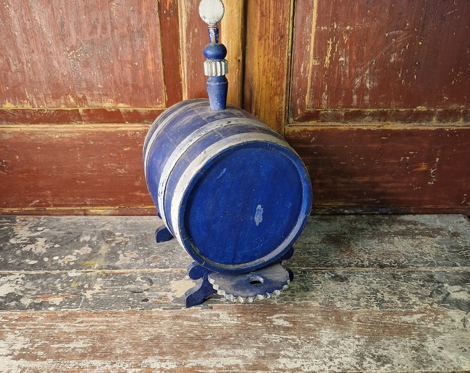 Antique little water barrel with stand,folk-art, handpainted,Norwegian folk-art,old storage barrel,scandinavian collectibles,Norwegian