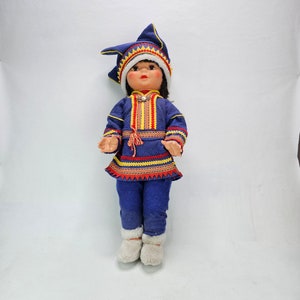 Norwegian Folk Art Sami Doll with Real Jewelry - Traditional Scandinavian Handmade Collectible