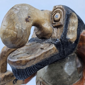 Unique Hand-Painted Norwegian folklore Troll Collectible with Cane Detail