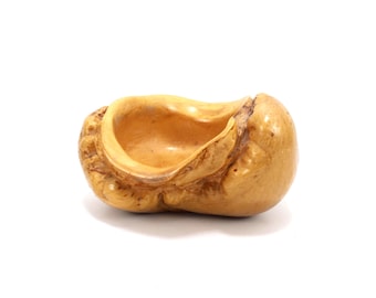 Vintage Scandinavian Burl Wood Bowl | Hand Carved Nordic Organic Art 17.5 cm | Rustic Natural Wooden Sculpture Vessel