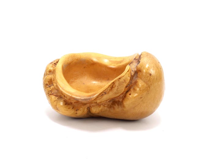 Vintage Scandinavian Burl Wood Bowl | Hand Carved Nordic Organic Art 17.5 cm | Rustic Natural Wooden Sculpture Vessel