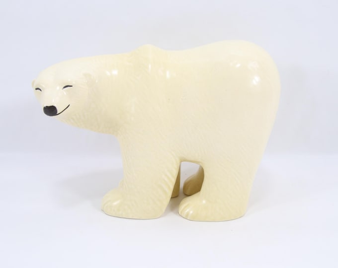 Lisa Larson Polar Bear Figurine Gustavsberg Sweden | 1980s Scandinavian Stoneware Art | Skansen Nordic Zoo Collectible Decor