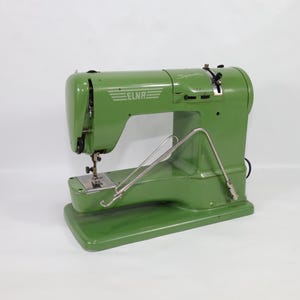 Swiss ELNA Model 50 Sewing Machine | Green Grasshopper Design | Mid-Century Sewing Machine | Vintage Collector&#39;s Choice