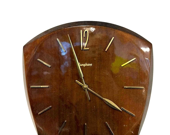 Vintage Junghans Wall Clock – Mid Century Modern German Pendulum Clock – Brass Weights Wood Case – 28 cm – Working Chime