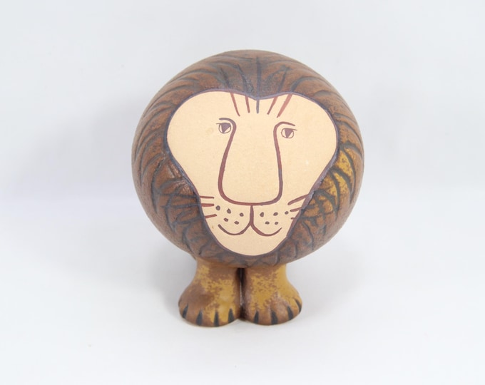 Lisa Larson Lion Midi Figurine | Vintage Scandinavian Ceramic Art by Gustavsberg Sweden | Nordic Safari Animal Decor Collectible