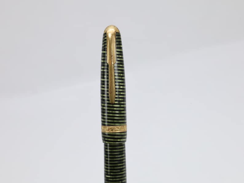 Parker Vacumatic Pluma Estilográfica Vintage Emerald Pearl Años 30 40 Oro 14K Art Deco Coleccionista imagen 6
