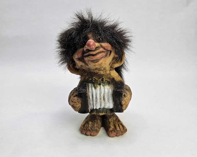 Vintage Norwegian Troll Boy: Handmade Folk Art Charm in Great Vintage Condition